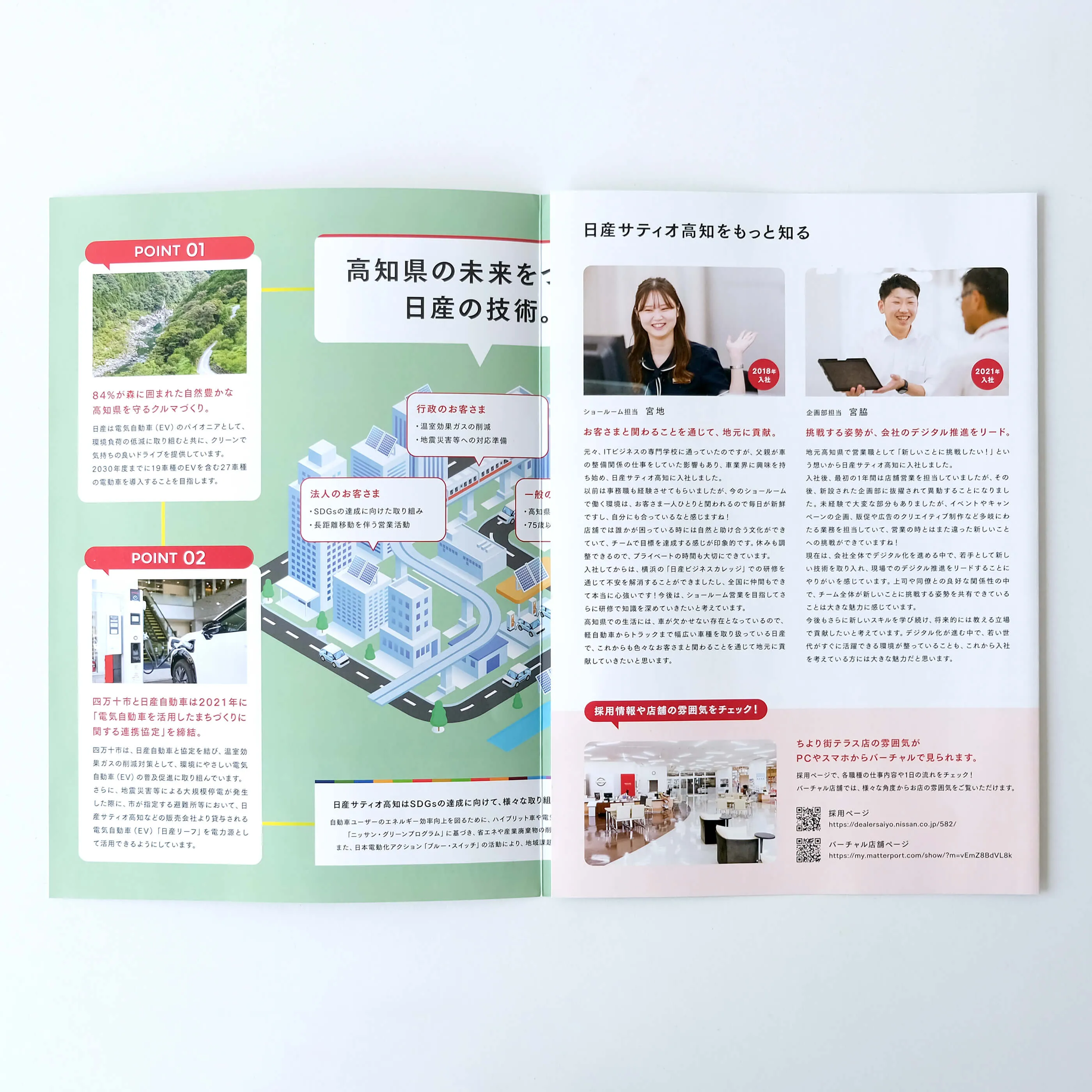 日産サティオ高知の採用パンフレット中面デザイン